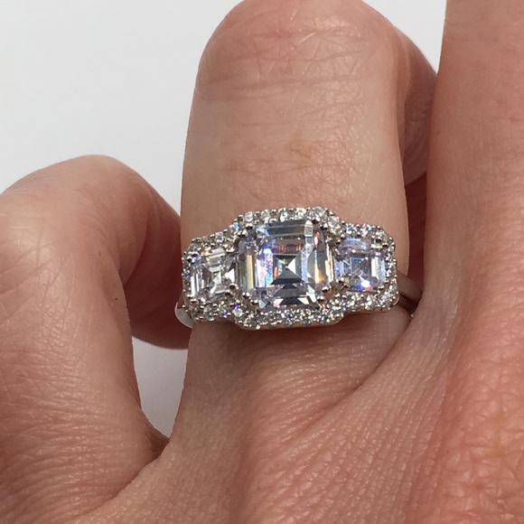 Jewelry - 14k white gold 3 stone diamond wedding bridal ring